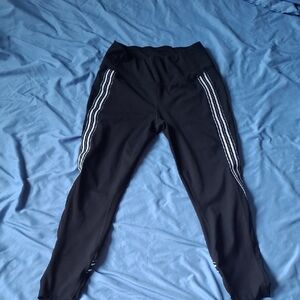 Active Life Black Leggings with White Stripes